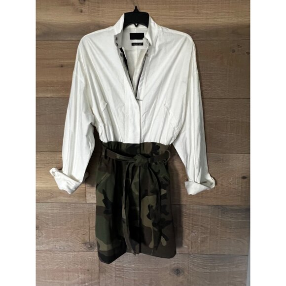 RTA NICCOLA COMBO DRESS WHITE/ CAMO SIZE M - Picture 6 of 14
